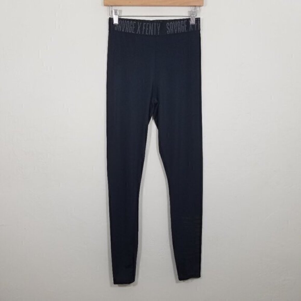 Savage X Fenty High Rise Black Forever Savage Jersey Leggings Logo Size S